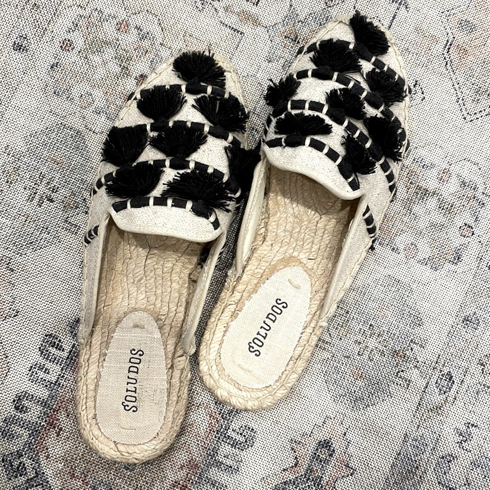 Soludos Black and Cream Espadrilles